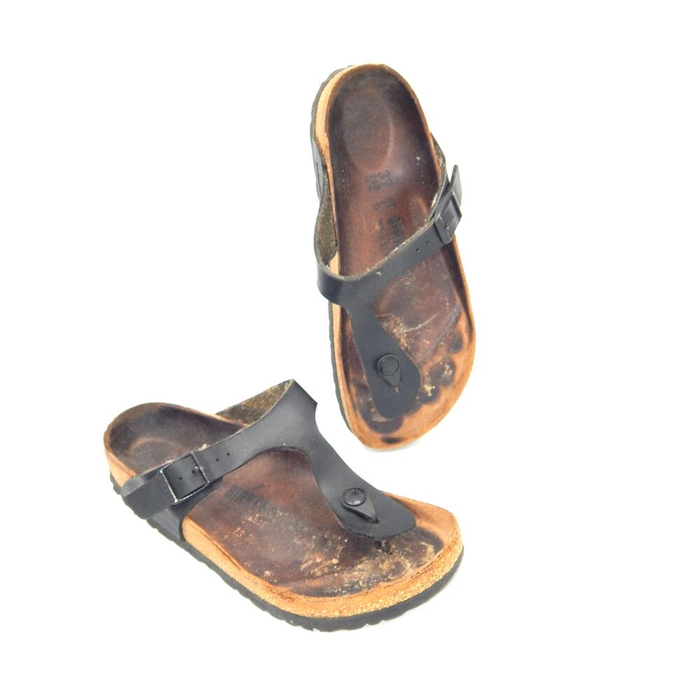 Birkenstock Black Leather Women Sandal Size 37